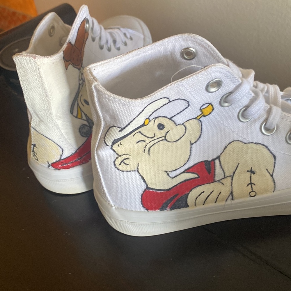 Nwt Popeye and Olive Oyl Hand crafted hi tops - Picture 4 of 6
